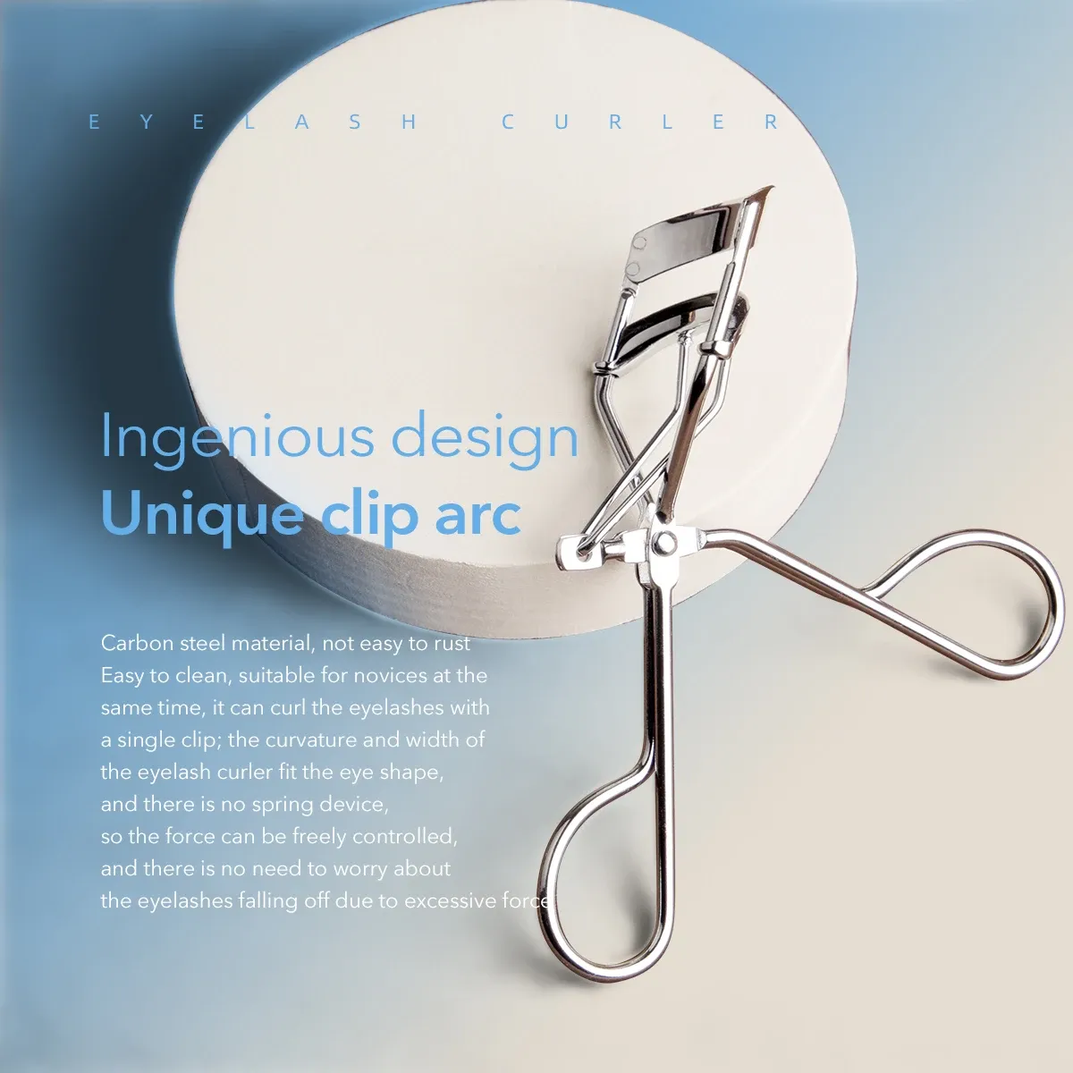 Recourbe-cils argenté IMAGIC en utilisation