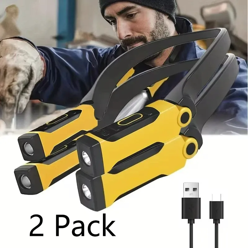 Lampe de lecture LED rechargeable à clipser sur le cou, 2 niveaux de luminosité, pour la lecture, le tricot, le camping et les travaux de réparation, lot de 2 1