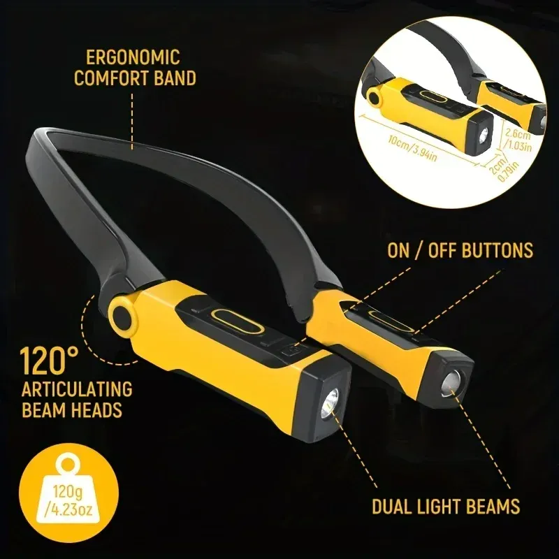 Lampe de lecture LED rechargeable pour le cou, détail