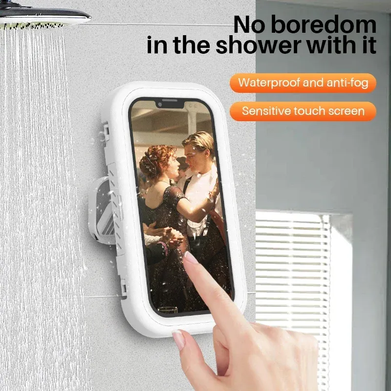 Support mural étanche et réglable pour téléphone, à fixer dans la salle de bain 2