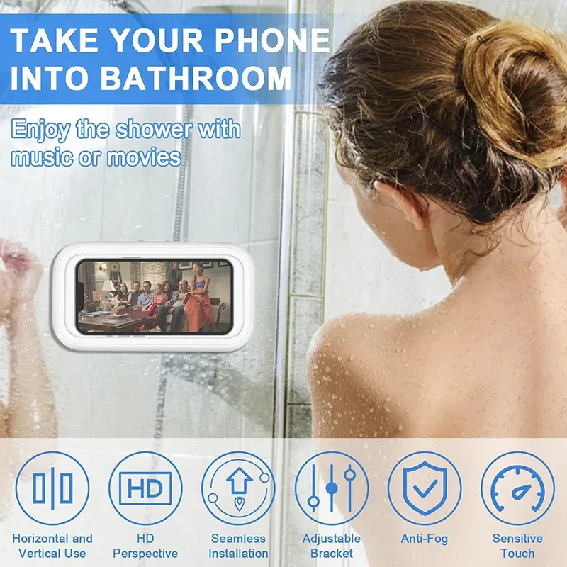 Support mural étanche et réglable pour téléphone, à fixer dans la salle de bain 3