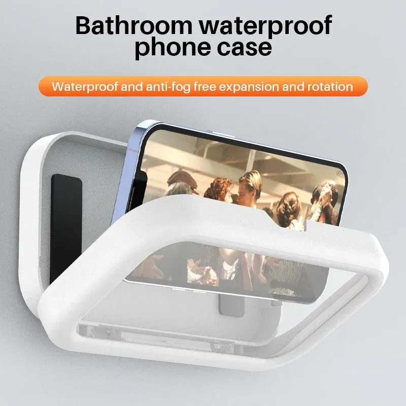 Support mural étanche et réglable pour téléphone, à fixer dans la salle de bain 5