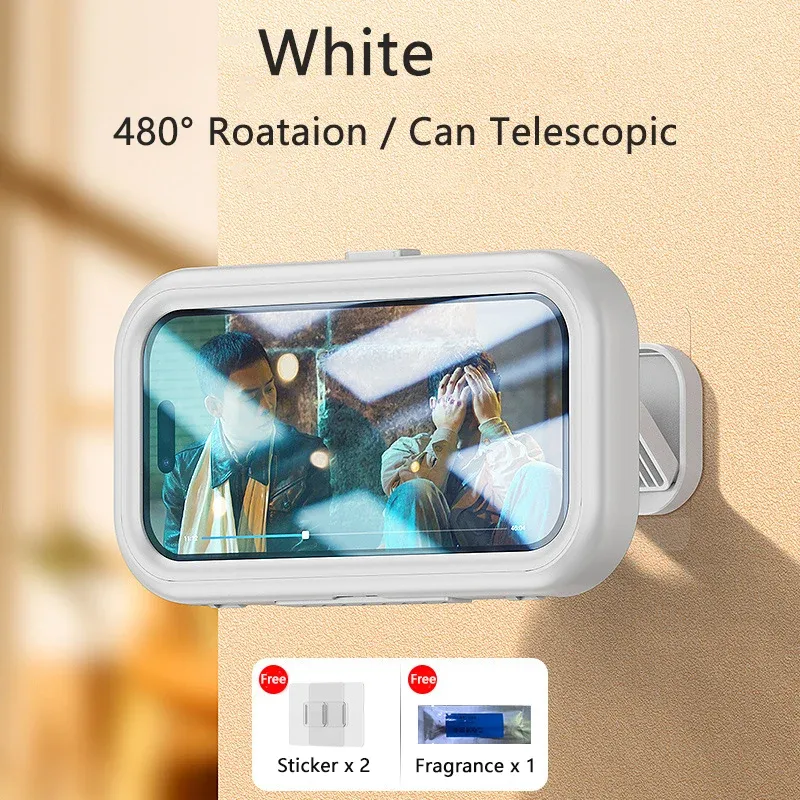 Support mural étanche et réglable pour téléphone, à fixer dans la salle de bain 10
