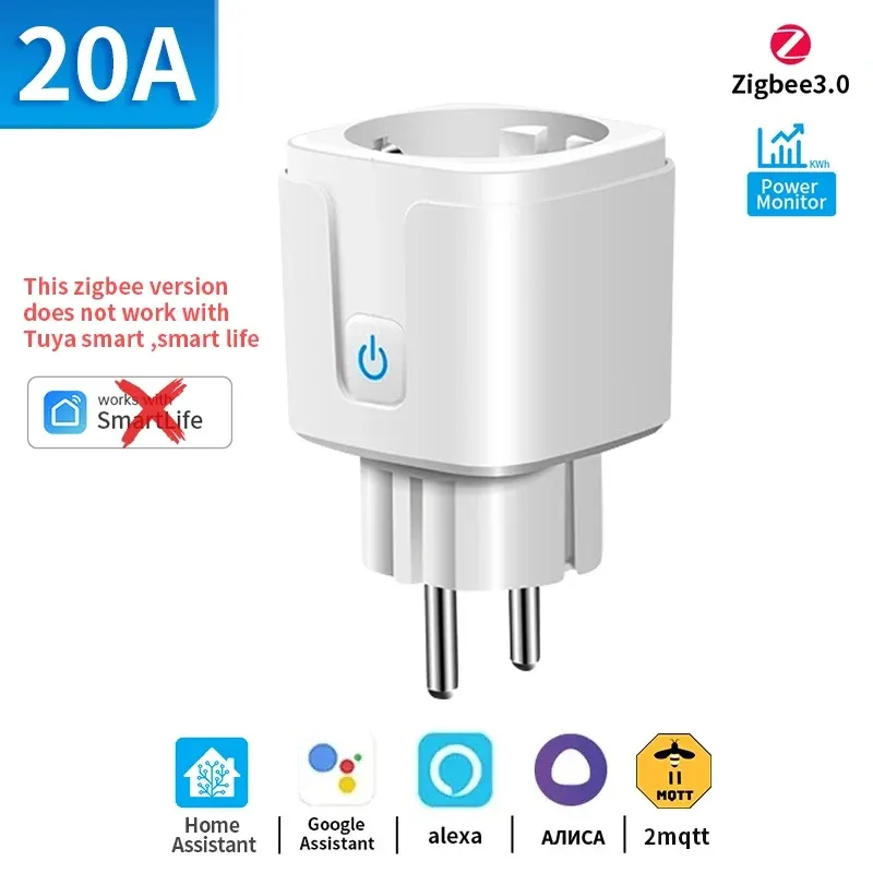 Prise intelligente TNCE Tuya WiFi/Zigbee 16 A/20 A, format UE, avec surveillance de la consommation et synchronisation, compatible Alexa et Google Home 8