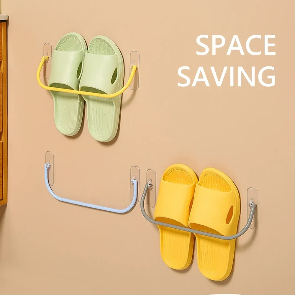 Lot de 4 supports muraux pour chaussures et pantoufles, organisateur de rangement et séchoir pour salle de bain