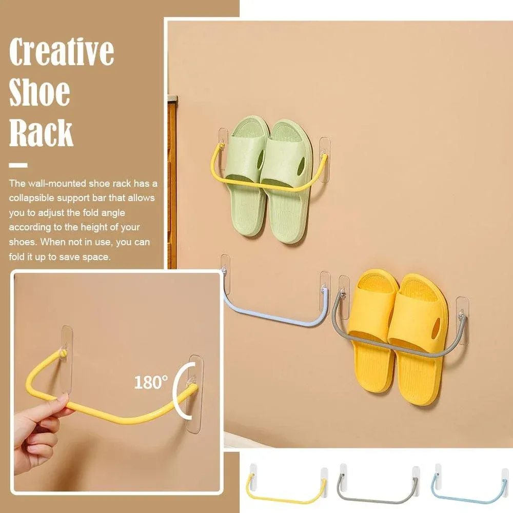 Lot de 4 supports muraux pour chaussures et pantoufles, organisateur de rangement et séchoir pour salle de bain 3