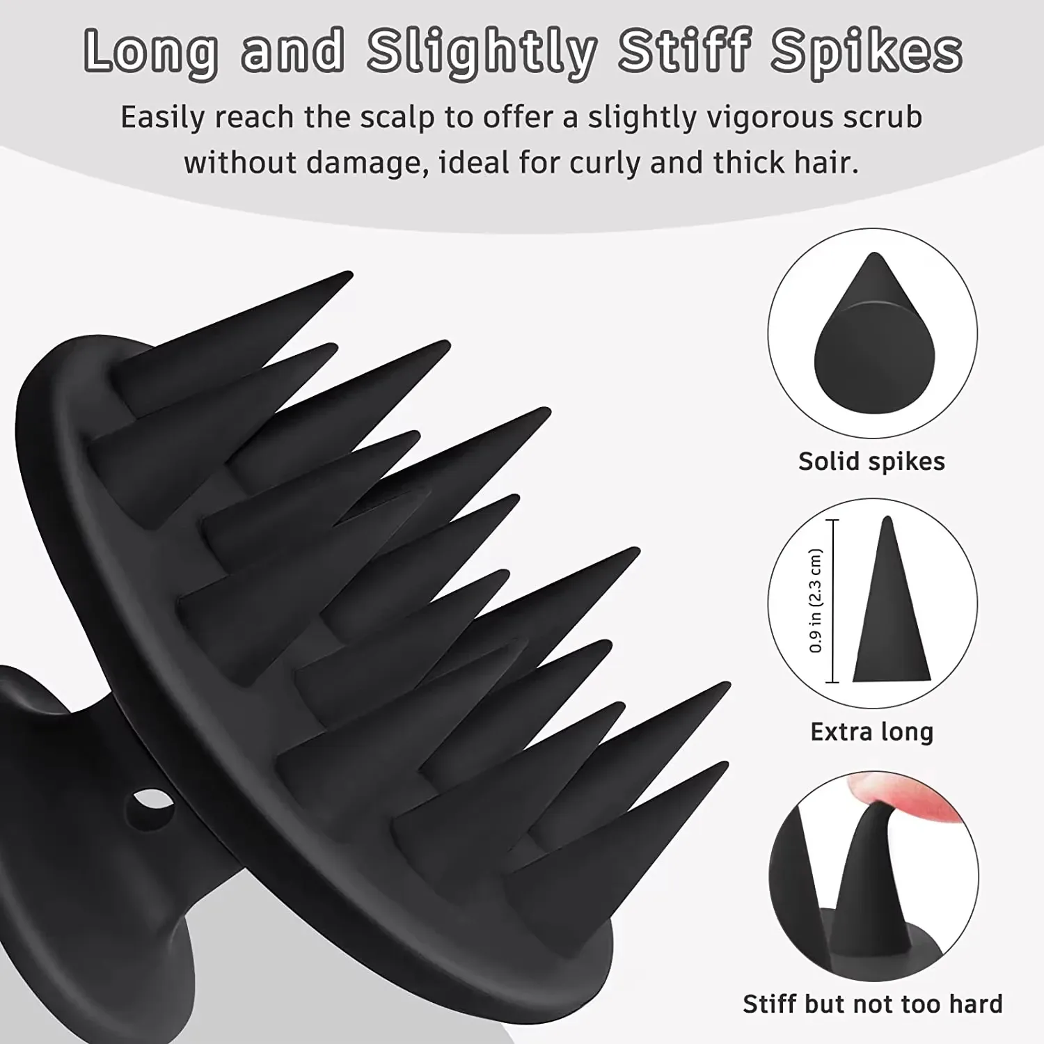 Brosse à cheveux en silicone avec masseur de cuir chevelu, poils longs et résistants pour cheveux longs, bouclés et épais, outil exfoliant pour le nettoyage du cuir chevelu 2