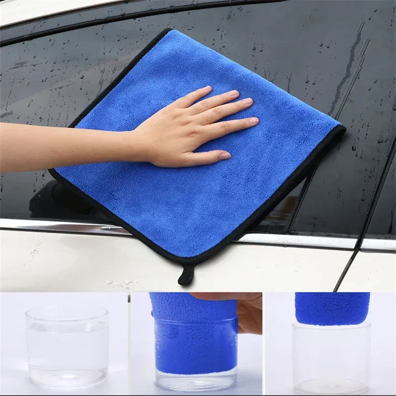 Serviette en microfibre pour lavage et séchage de voiture, lot de 1 ou 10 pièces, 30/40/60 x 30 cm 4