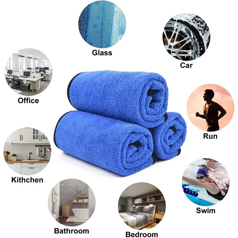 Serviette en microfibre pour lavage et séchage de voiture, lot de 1 ou 10 pièces, 30/40/60 x 30 cm 5