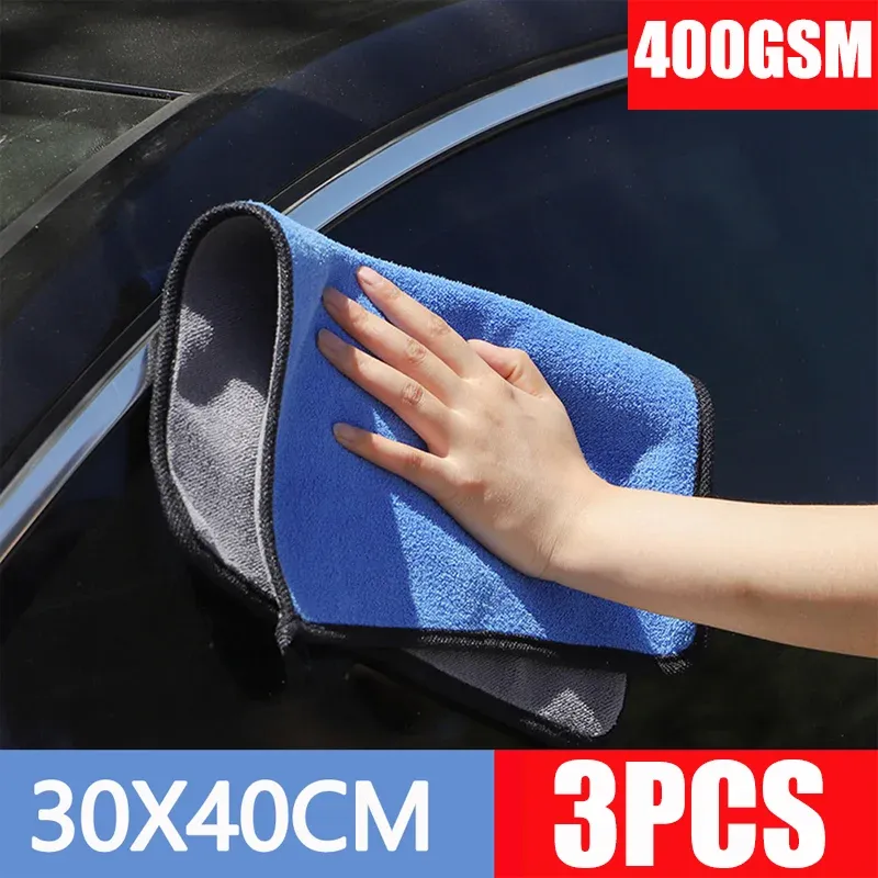 Serviette en microfibre pour lavage et séchage de voiture, lot de 1 ou 10 pièces, 30/40/60 x 30 cm 9