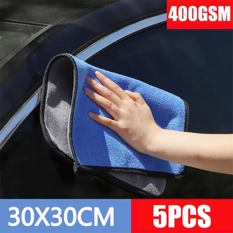 Serviette en microfibre pour lavage et séchage de voiture, lot de 1 ou 10 pièces, 30/40/60 x 30 cm 15