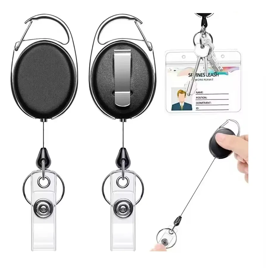 Porte-badges rétractable accroché à une ceinture