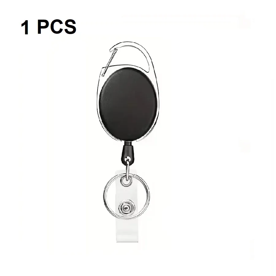 Porte-badge rétractable en métal robuste avec mousqueton, clip de ceinture et porte-clés pour cartes d'identité 6