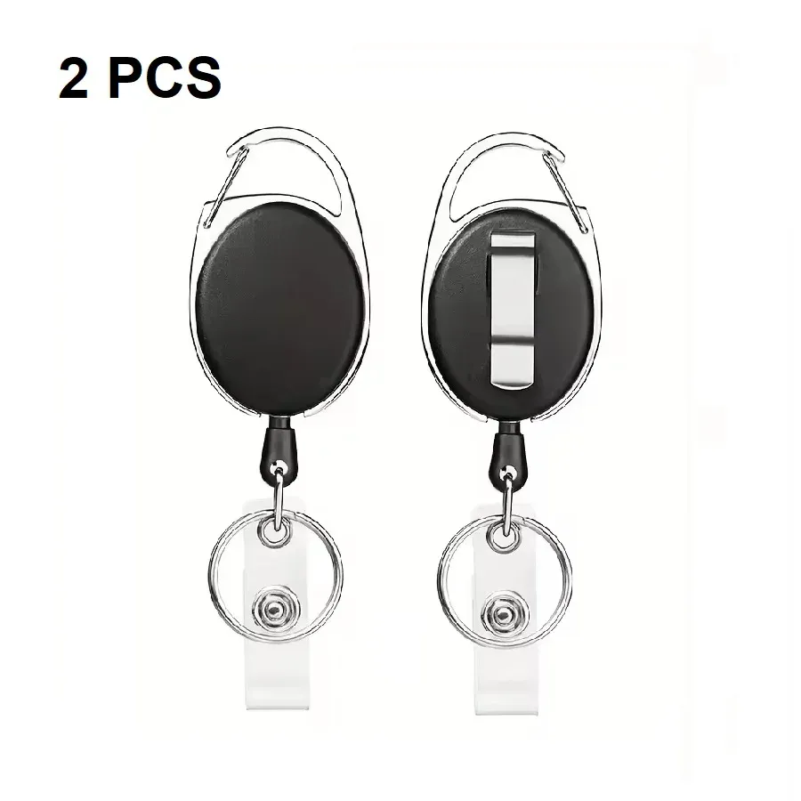 Porte-badge rétractable en métal robuste avec mousqueton, clip de ceinture et porte-clés pour cartes d'identité 8