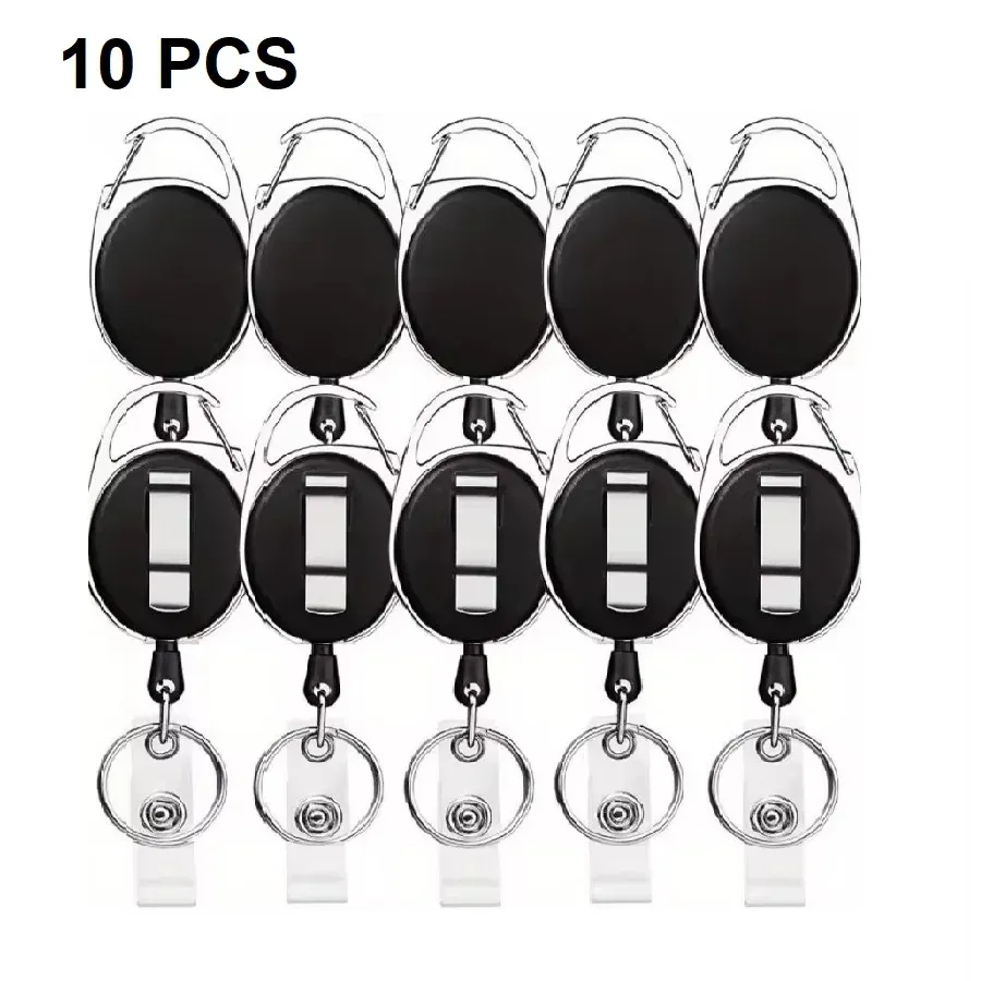 Porte-badge rétractable en métal robuste avec mousqueton, clip de ceinture et porte-clés pour cartes d'identité 7