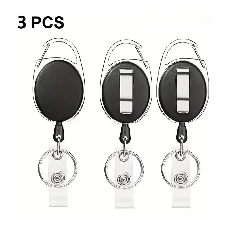 Porte-badge rétractable en métal robuste avec mousqueton, clip de ceinture et porte-clés pour cartes d'identité 10