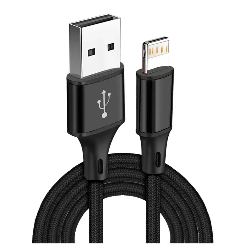 Câble de chargement USB pour iPhone 1 m, 2 m, 3 m, compatible iPhone X, XR, XS, 11, 12, 13, 14, Pro, Pro Max, 6, 6S, 7, 8, Plus et SE, câble de charge rapide tressé en nylon 3