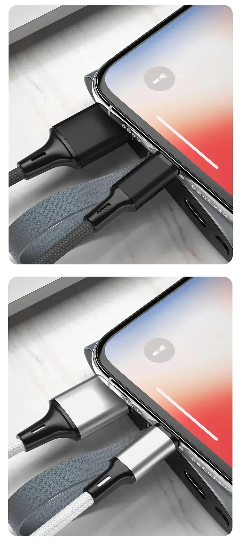 Câble de charge tressé en contexte lifestyle