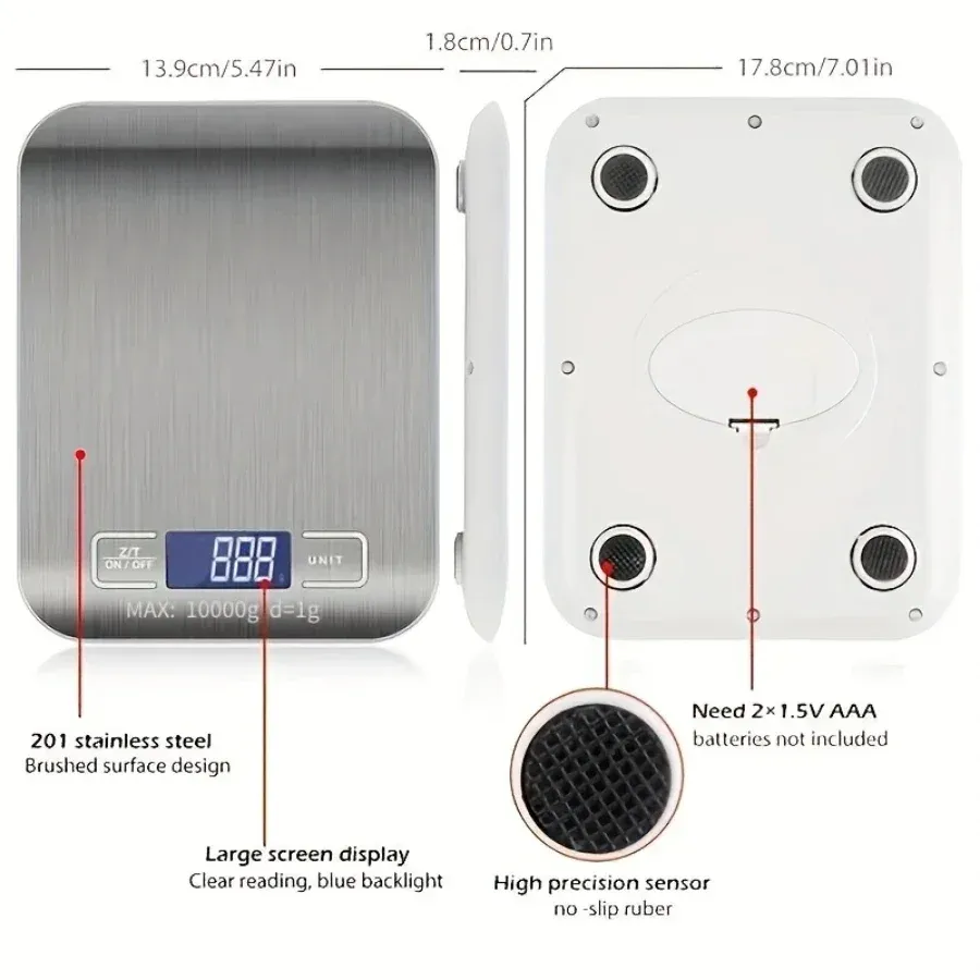 Balance électronique de précision pour pâtisserie, capacité 10 kg, graduation 1 g 6