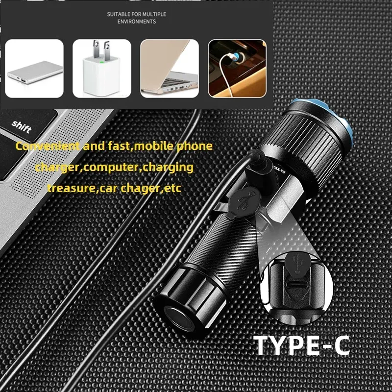 Mini lampe torche zoom à faisceau blanc, rechargeable et portable, avec aimant 6