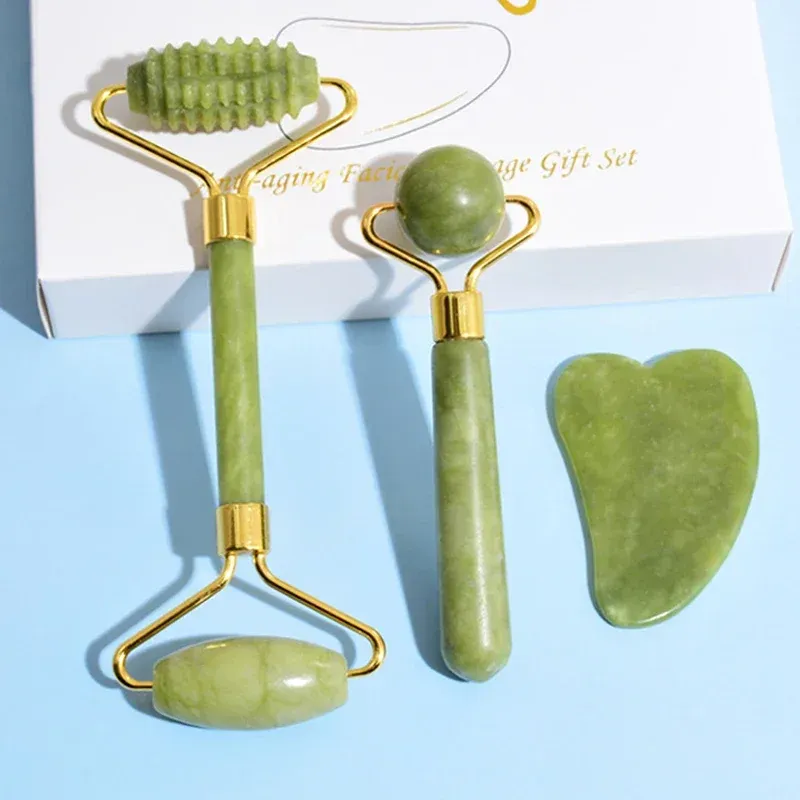 Rouleau de jade naturel Gua Sha, vue détaillée