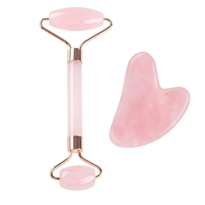 Rouleau de jade naturel et gua sha pour le visage et le cou, outil de massage en pierre naturelle 11