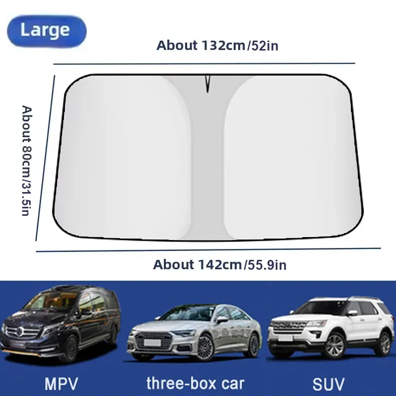 Pare-soleil de voiture pour pare-brise avant argenté, épaissi et pliable, protection UV pour l'intérieur du véhicule 7