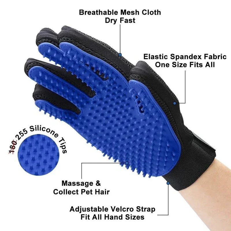 Gant de toilettage en silicone pour animaux de compagnie, brosse et peigne pour chats et chiens 3