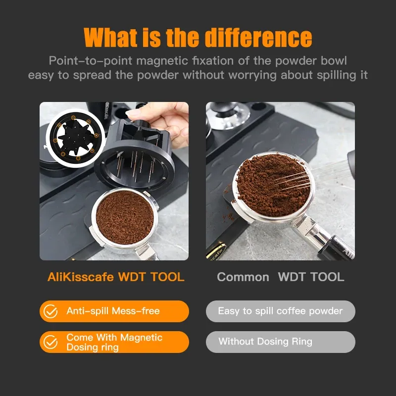 Outil WDT rotatif 51 mm, 54 mm, 58 mm pour machine à espresso, distributeur d'aiguilles, accessoire Barista magnétique 3