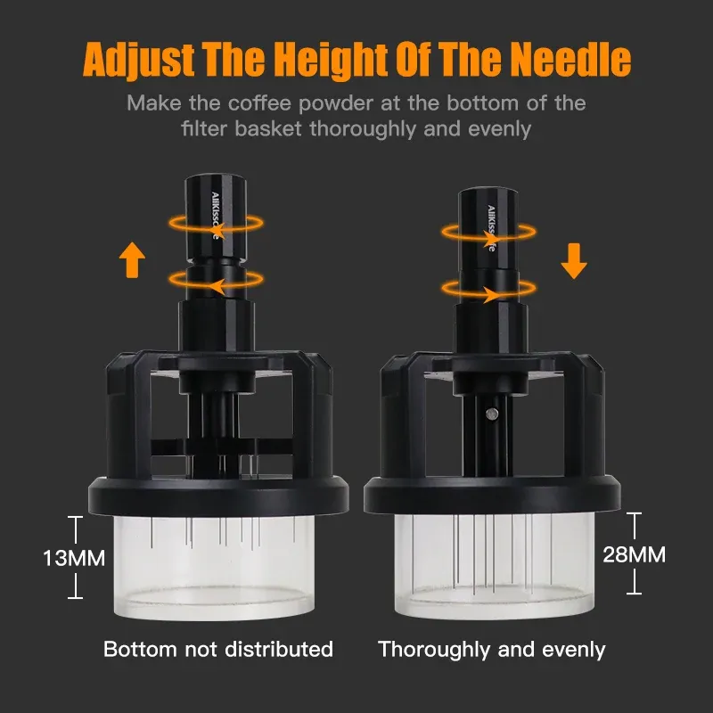 Outil WDT rotatif 51 mm, 54 mm, 58 mm pour machine à espresso, distributeur d'aiguilles, accessoire Barista magnétique 2