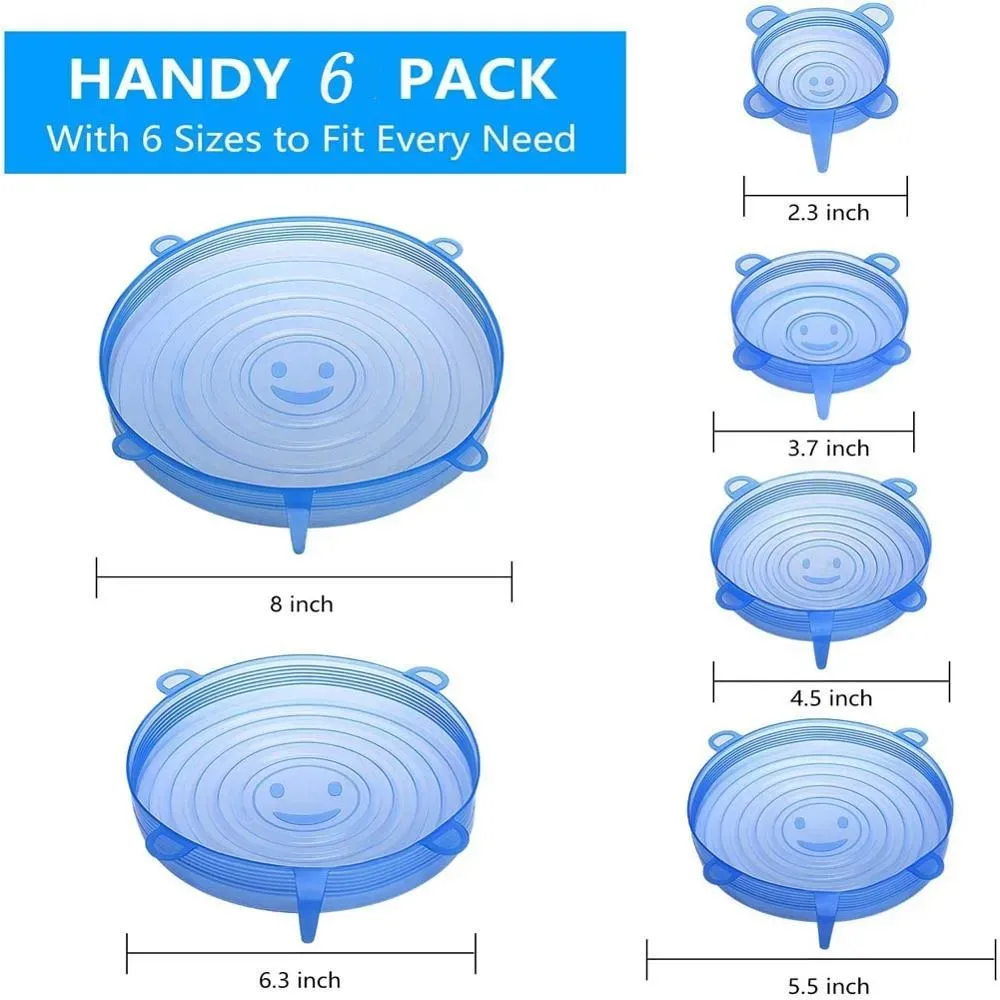 Couvercles extensibles en silicone pour aliments, lot de 6, compatibles micro-ondes 3