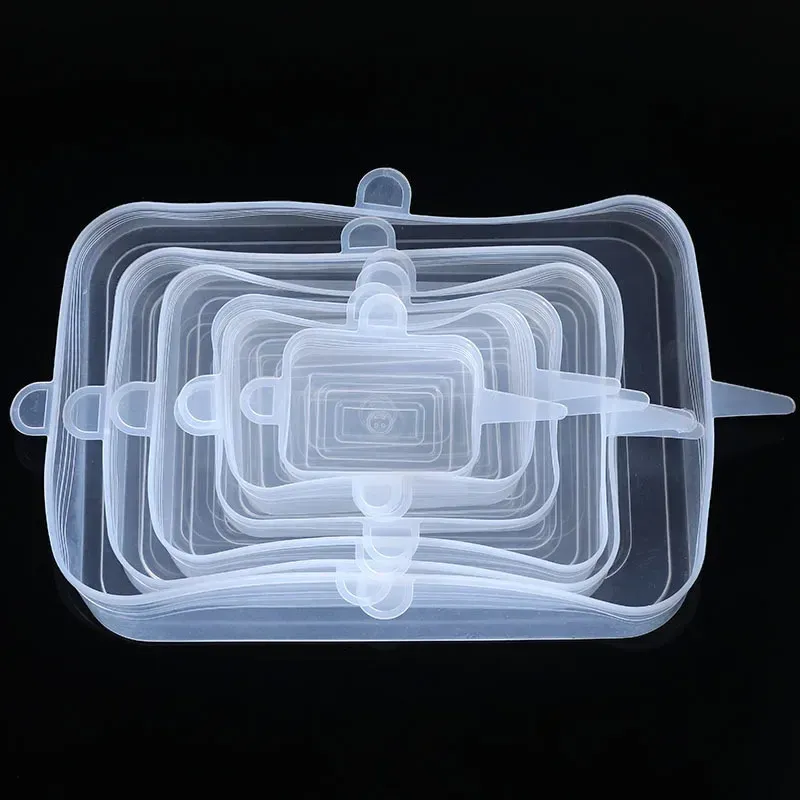 Couvercles extensibles en silicone pour aliments, lot de 6, compatibles micro-ondes 7