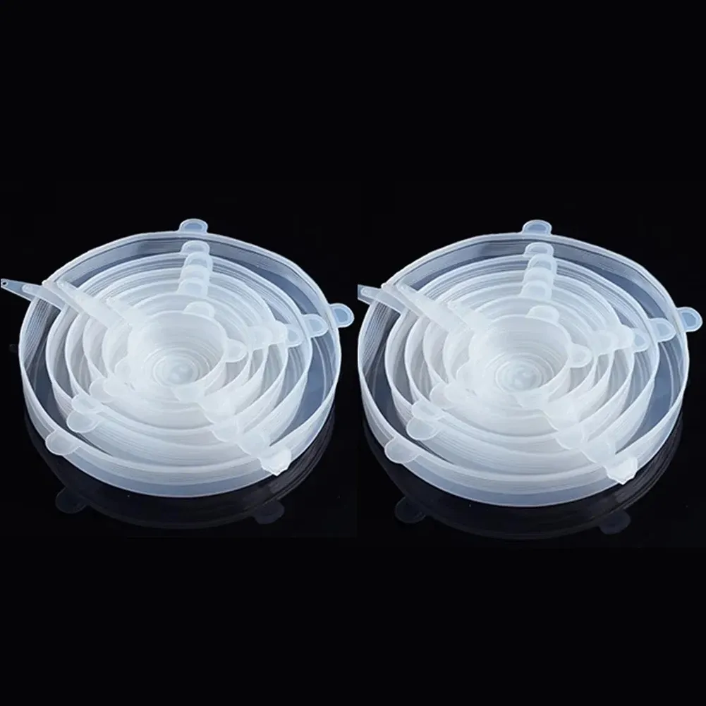 Couvercles extensibles en silicone pour aliments, lot de 6, compatibles micro-ondes 17