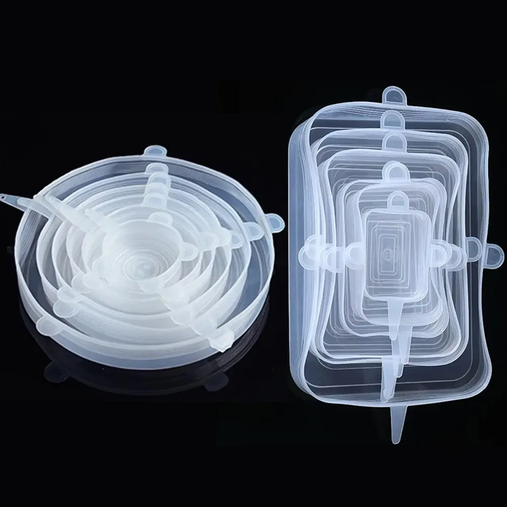 Couvercles extensibles en silicone pour aliments, lot de 6, compatibles micro-ondes 16