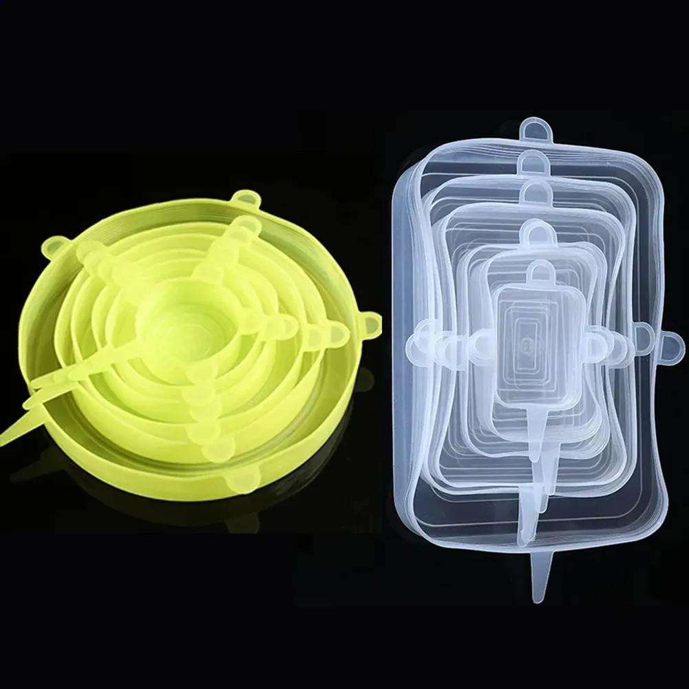Couvercles extensibles en silicone pour aliments, lot de 6, compatibles micro-ondes 14
