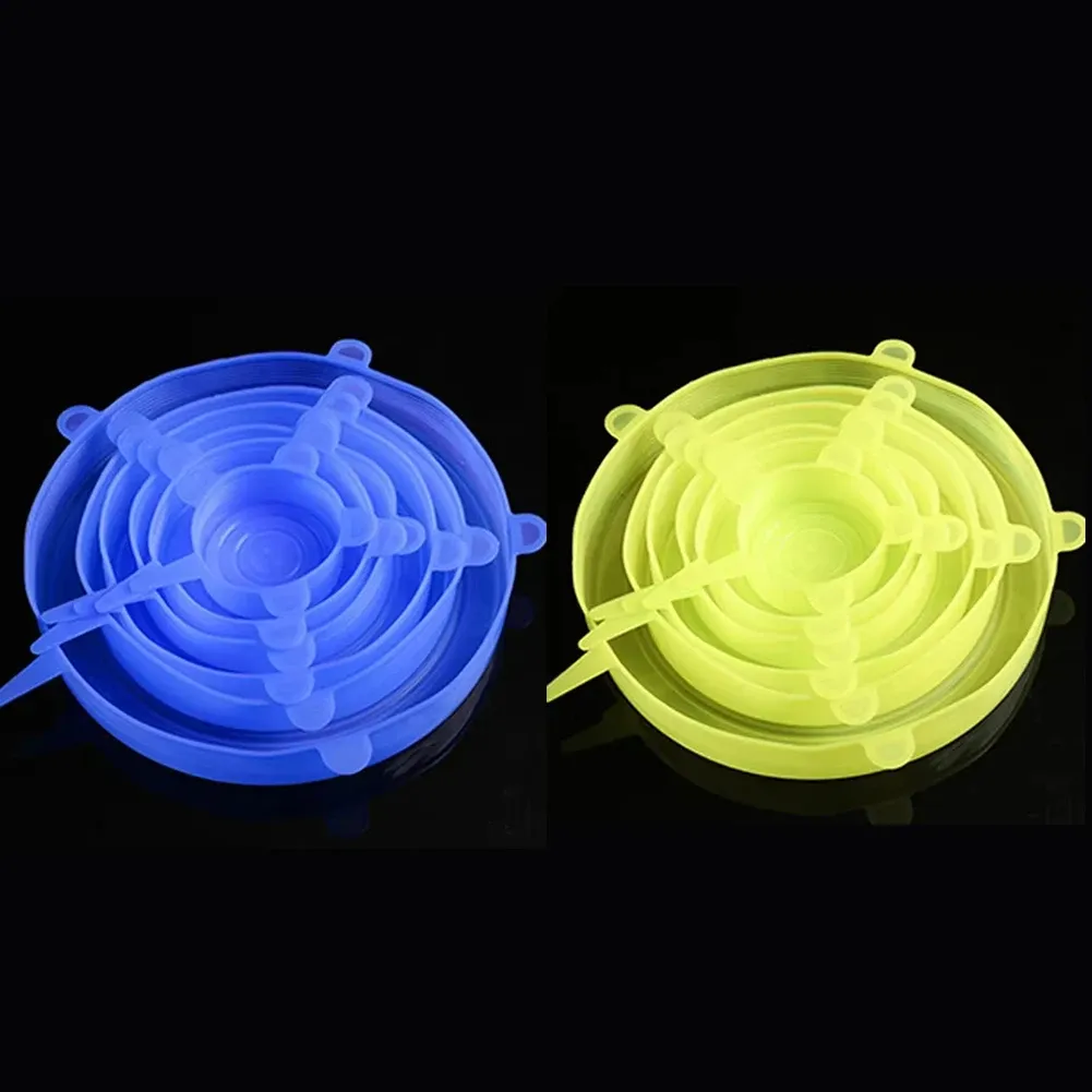 Couvercles extensibles en silicone pour aliments, lot de 6, compatibles micro-ondes 8