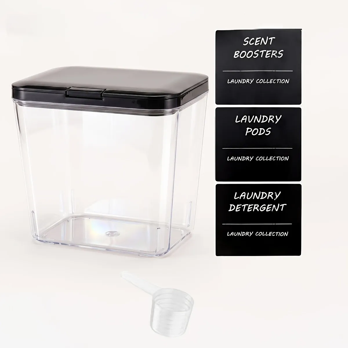 Porte-dosettes à lessive avec couvercle, boîte de rangement pour dosettes de lessive à ouverture automatique, grande capacité, fermeture hermétique 10