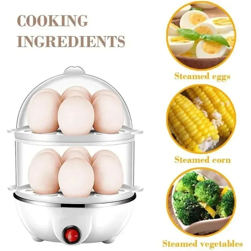 Cuiseur à œufs électrique automatique, cuiseur vapeur double étage, machine multifonction pour petit-déjeuner, mini appareil de cuisine pour pocher et cuire à la vapeur - Image 1