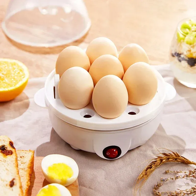 Cuiseur à œufs électrique automatique, cuiseur vapeur double étage, machine multifonction pour petit-déjeuner, mini appareil de cuisine pour pocher et cuire à la vapeur 2