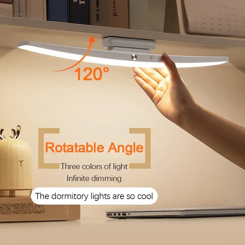 Lampe de bureau LED suspendue, magnétique et tactile, rechargeable par USB, à intensité variable, portable, pour armoire et placard