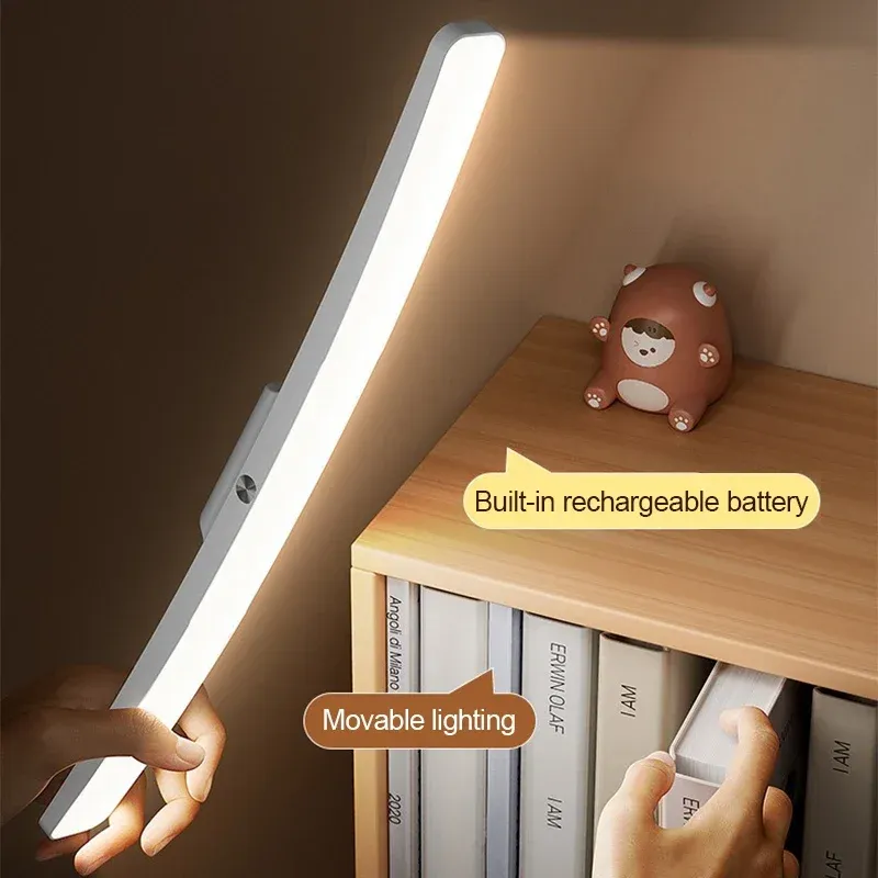 Lampe de bureau LED suspendue, magnétique et tactile, rechargeable par USB, à intensité variable, portable, pour armoire et placard 4