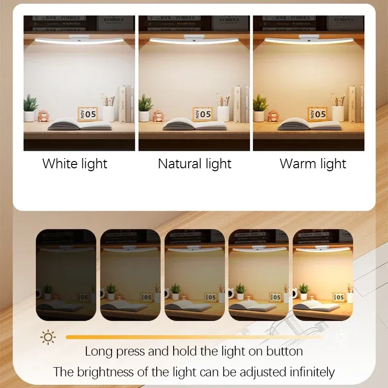 Lampe de bureau LED suspendue, magnétique et tactile, rechargeable par USB, à intensité variable, portable, pour armoire et placard 6