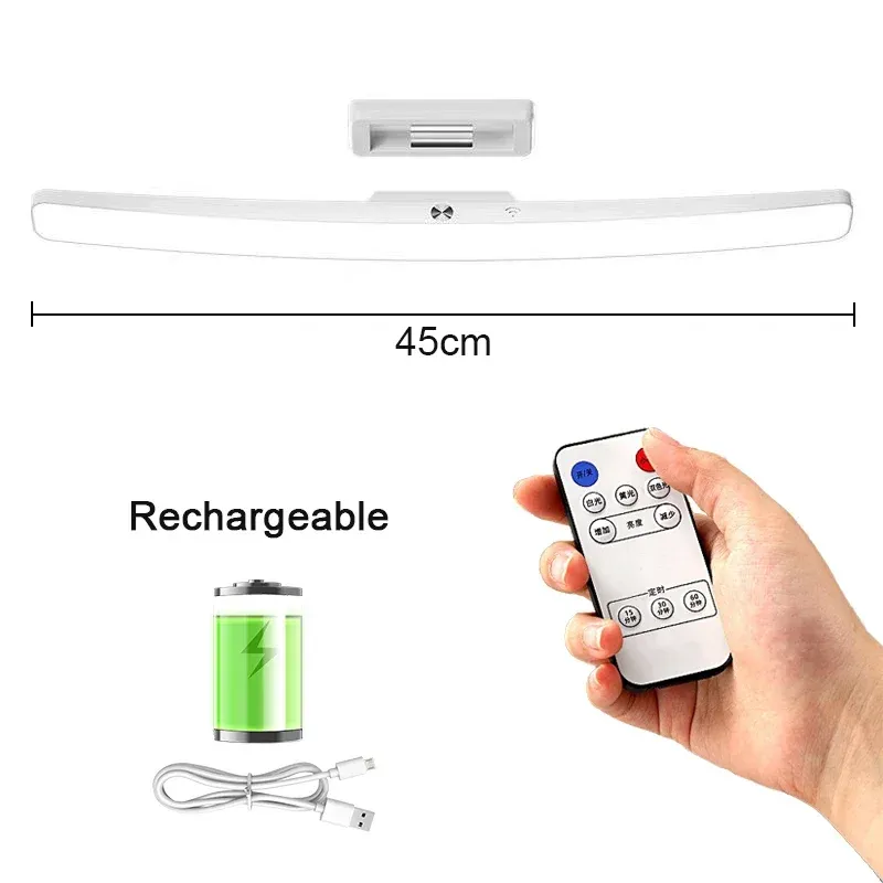 Lampe de bureau LED suspendue, magnétique et tactile, rechargeable par USB, à intensité variable, portable, pour armoire et placard 7