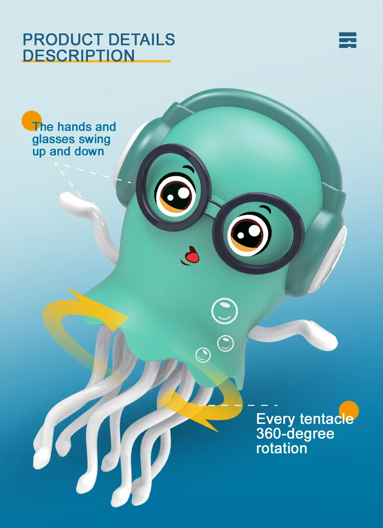Poulpe dansant interactif pour enfants, jeu libre