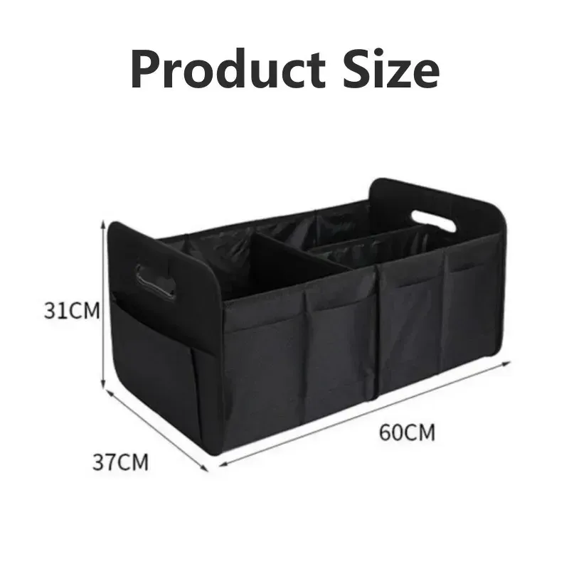 Boîte de rangement pour voiture, rangement de coffre en tissu Oxford, grande capacité, pliable 4
