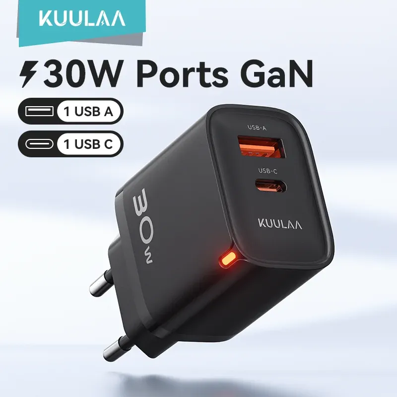 Chargeur GaN 30W KUULAA avec PD 3.0 et QC 4.0, USB-C, compatible iPhone 17, 16, 15 Pro, Samsung S25, Xiaomi, iPad Air et Pro - Image 1