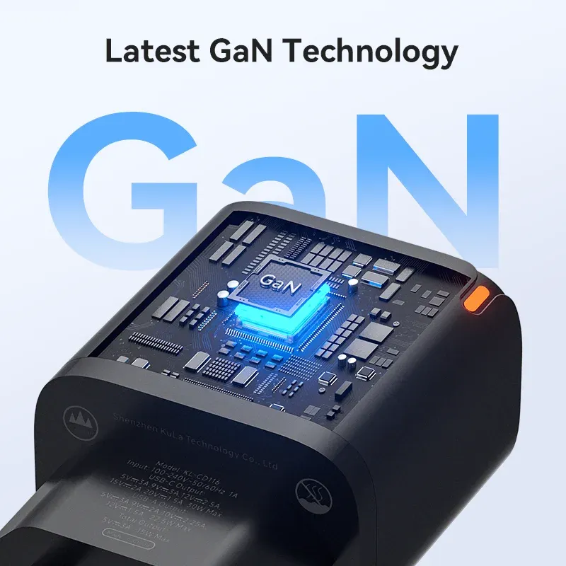 Chargeur GaN 30W KUULAA avec PD 3.0 et QC 4.0, USB-C, compatible iPhone 17, 16, 15 Pro, Samsung S25, Xiaomi, iPad Air et Pro 5