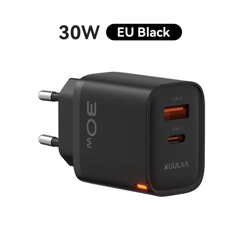 Chargeur GaN 30W KUULAA avec PD 3.0 et QC 4.0, USB-C, compatible iPhone 17, 16, 15 Pro, Samsung S25, Xiaomi, iPad Air et Pro 9