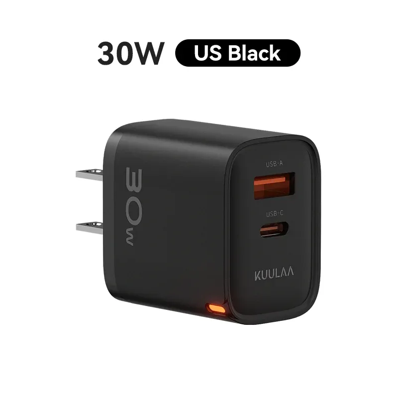 Chargeur GaN 30W KUULAA avec PD 3.0 et QC 4.0, USB-C, compatible iPhone 17, 16, 15 Pro, Samsung S25, Xiaomi, iPad Air et Pro 7