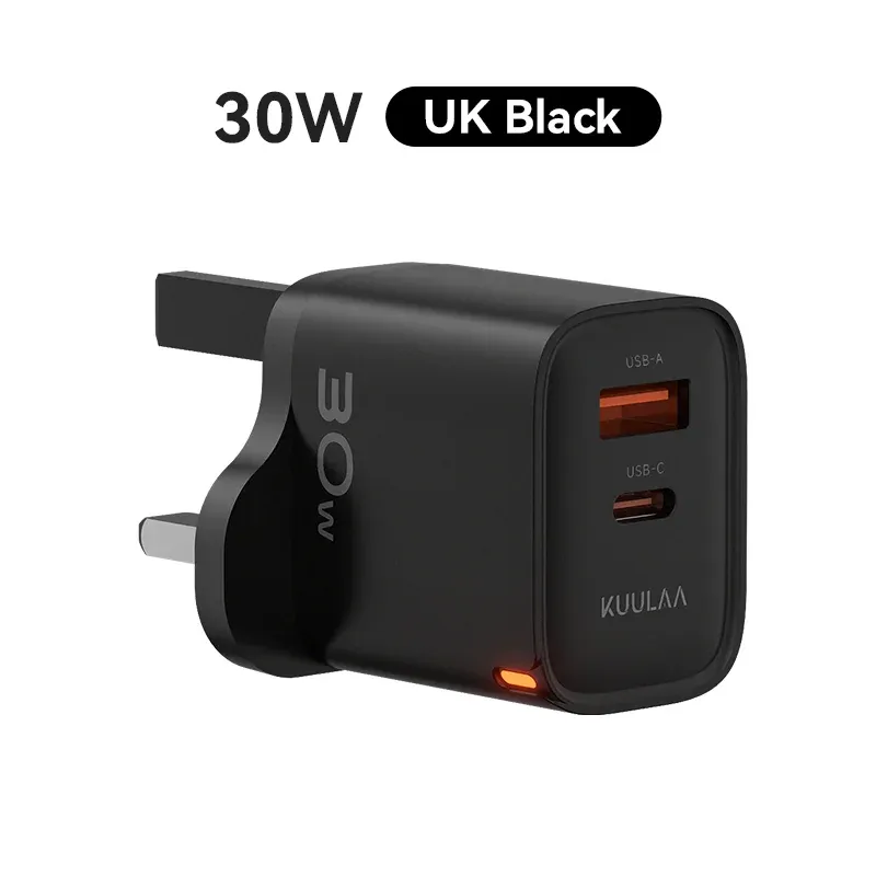 Chargeur GaN 30W KUULAA avec PD 3.0 et QC 4.0, USB-C, compatible iPhone 17, 16, 15 Pro, Samsung S25, Xiaomi, iPad Air et Pro 10